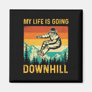 Mein Leben geht bergab - Snowboarder Snowboardi Magnet