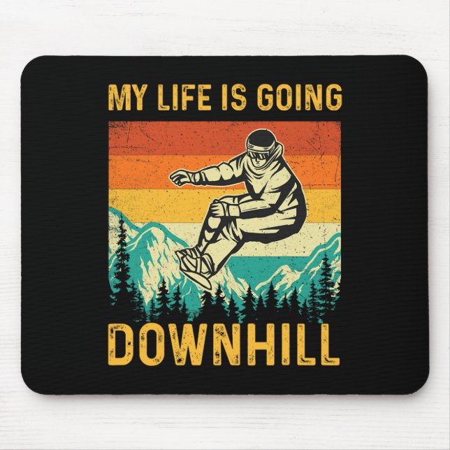 Mein Leben geht bergab - Snowboarder Snowboardi Mousepad (Vorne)