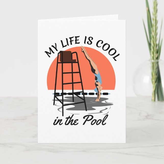 Mein Leben ist Cool im Pool - Perfektes Swim-Desig Karte (Vorderseite)