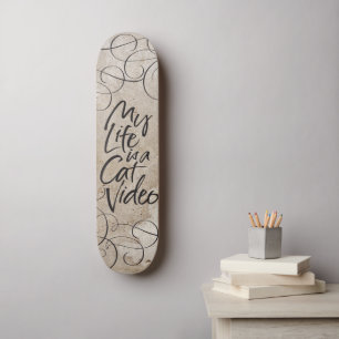 Mein Leben ist ein Cat Video Sleek Black Lettering Skateboard