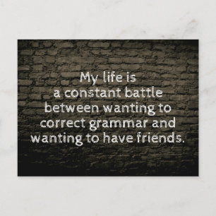 Mein Leben ist ein ständiger Schlachtwitz schwarz Postkarte