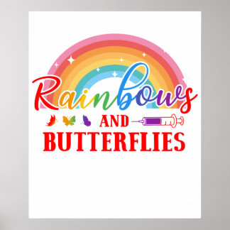 mein Leben ist voller Regenbogen und Schmetterling Poster