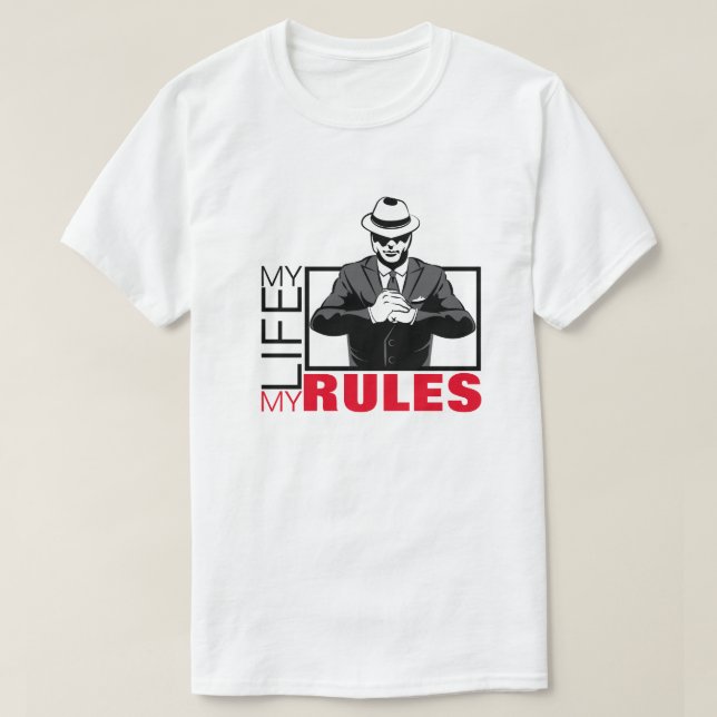 Mein Leben regiert rot und schwarz Gangster T-Shirt (Design vorne)