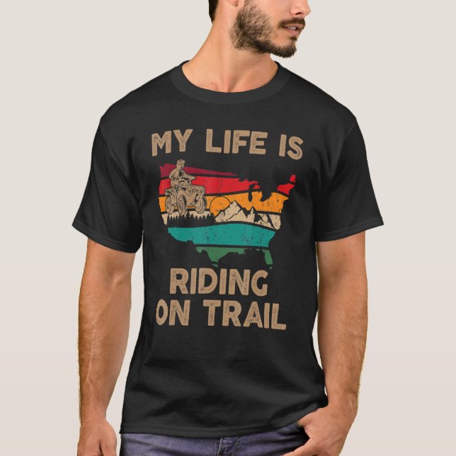 Mein Leben reitet auf Trail Quad ATV Squad USA Fla T-Shirt (Vorderseite)