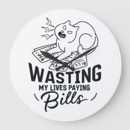 Mein Leben vergeuden witziges Katzen-Design Große Wanduhr