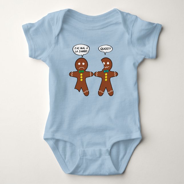 Mein Leg Hurts Gingerbread Cookie auf Französisch Baby Strampler (Vorderseite)