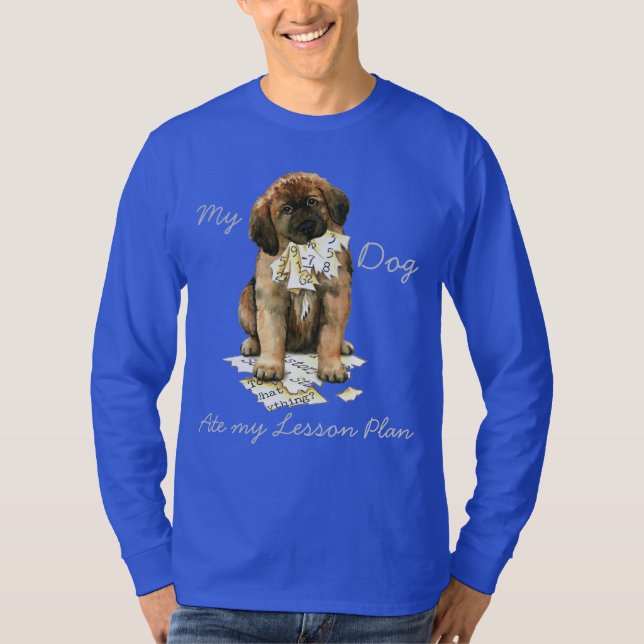 Mein Leonberger Ate mein Lektionsplan T-Shirt (Vorderseite)