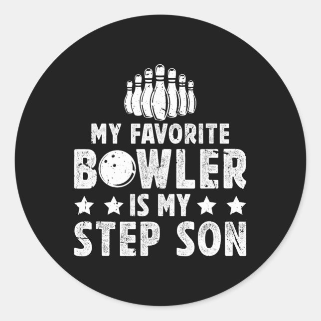 Mein Liebling Bowler Stepdad Bowling Stepdad von e Runder Aufkleber (Vorderseite)
