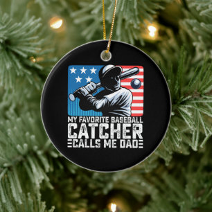 Mein Lieblings-Baseball-Catcher nennt mich Vater Keramik Ornament