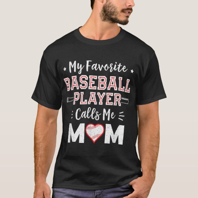 Mein Lieblings-Baseball-Player ruft mich Mama-Mama T-Shirt (Vorderseite)