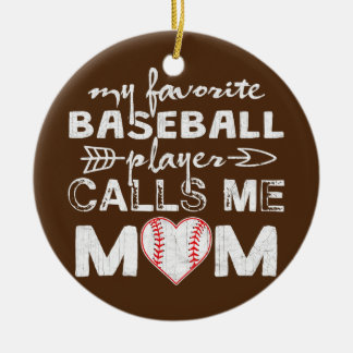 Mein Lieblings-Baseball-Spieler nennt mich Mama Mo Keramik Ornament