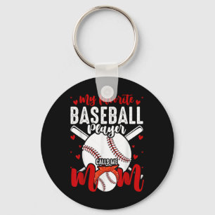 Mein Lieblings-Baseballspieler nennt mich Mama Fun Schlüsselanhänger