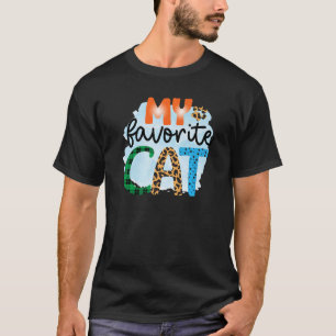 Mein Lieblings-Cat-Grafik-Patchwork T-Shirt
