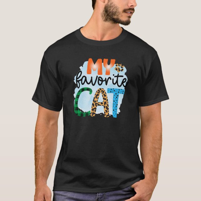 Mein Lieblings-Cat-Grafik-Patchwork T-Shirt (Vorderseite)
