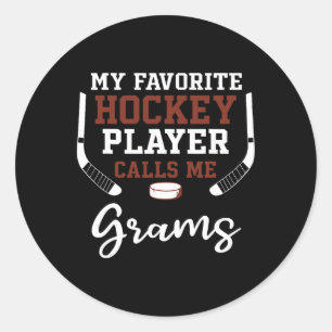 Mein Lieblings-Eishockeyspieler nennt mich Grams  Runder Aufkleber