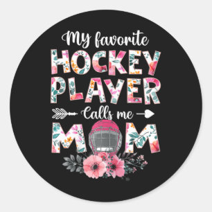 Mein Lieblings-Hockey-Spieler nennt Me Mama Hockey Runder Aufkleber