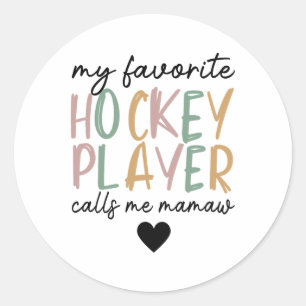 Mein Lieblings-Hockeyspieler nennt mich Mamaw Vint Runder Aufkleber