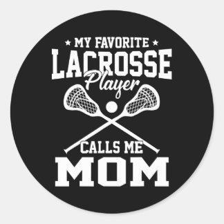 Mein Lieblings-Lacrosse-Player ruft mich Mama Vint Runder Aufkleber