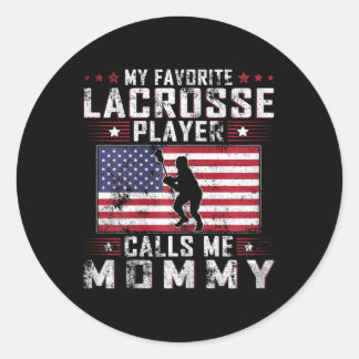 Mein Lieblings-Lacrosse-Spieler nennt mich Mommy M Runder Aufkleber