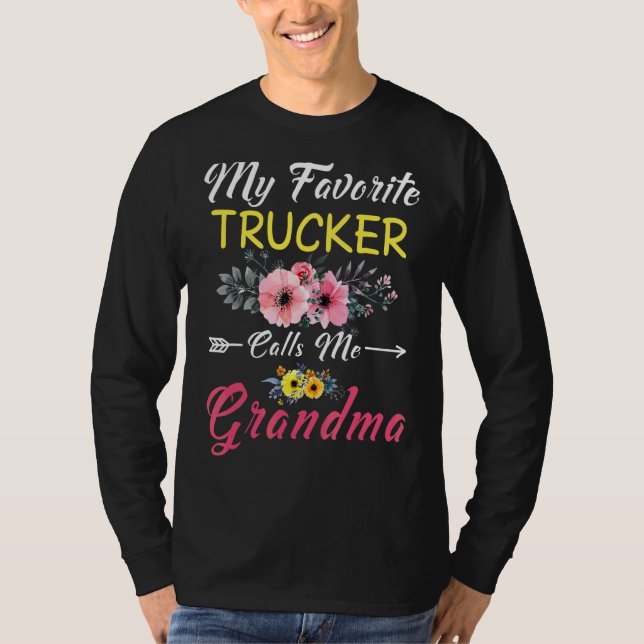 Mein Lieblings-LKW nennt mich Oma-Blume Mothe T-Shirt (Vorderseite)