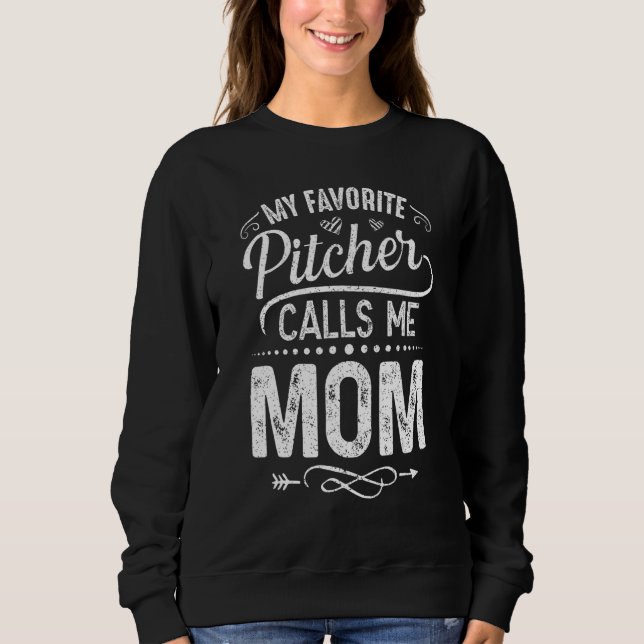 Mein Lieblings-Pitcher nennt mich Mama Pitcher Cat Sweatshirt (Vorderseite)
