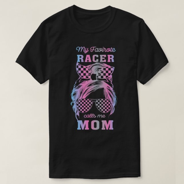 Mein Lieblings-Racing nennt mich Mama Racing Messy T-Shirt (Design vorne)