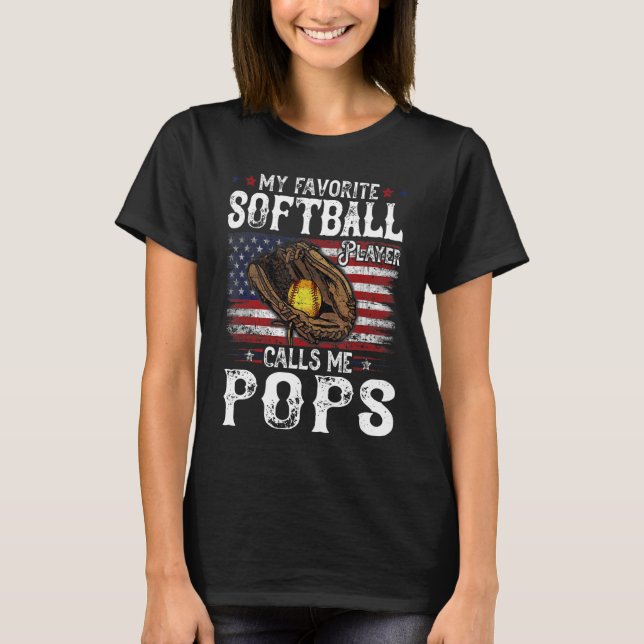 Mein Lieblings-Softball-Player nennt mich Pop Amer T-Shirt (Vorderseite)