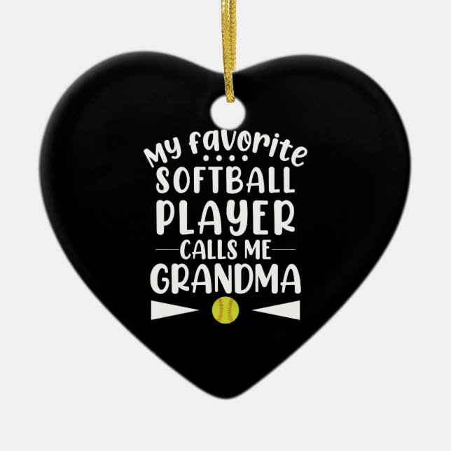 Mein Lieblings-Softball-Spieler nennt mich Oma Keramik Ornament (Vorne)