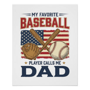 Mein Lieblingsbaseballspieler nennt mich Dad Vinta Poster