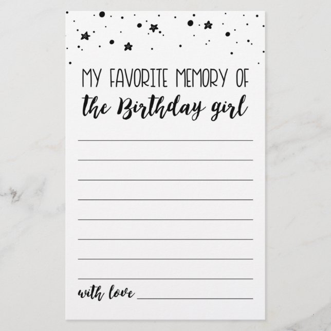 Mein Lieblingsgedächtnis für das GeburtstagsMädche (Vorderseite)