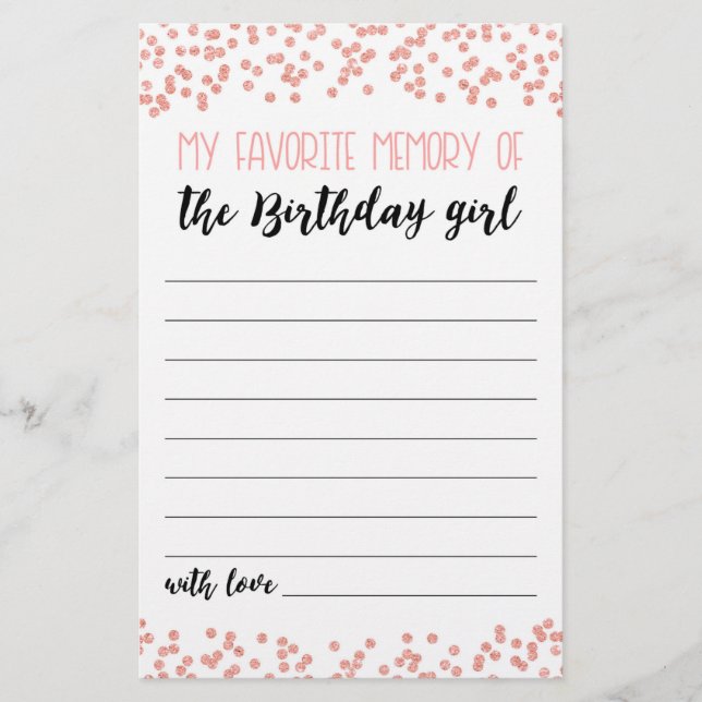 Mein Lieblingsgedächtnis für das GeburtstagsMädche (Vorderseite)