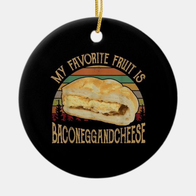 Mein Lieblingsgeschenk mit Fruchtsaft und Käse Keramik Ornament (Vorne)