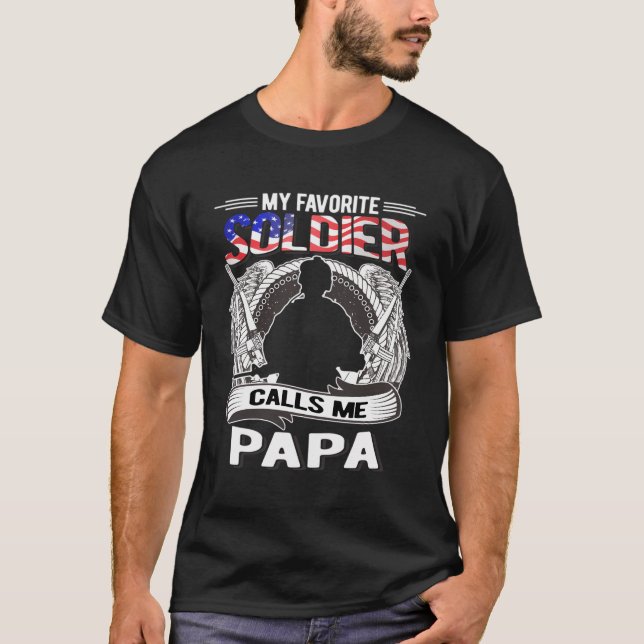 Mein Lieblingsoldat nennt mich Papa Proud Army Gra T-Shirt (Vorderseite)