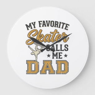 Mein Lieblingsskater nennt mich Dad Vintage-Shirt_ Große Wanduhr
