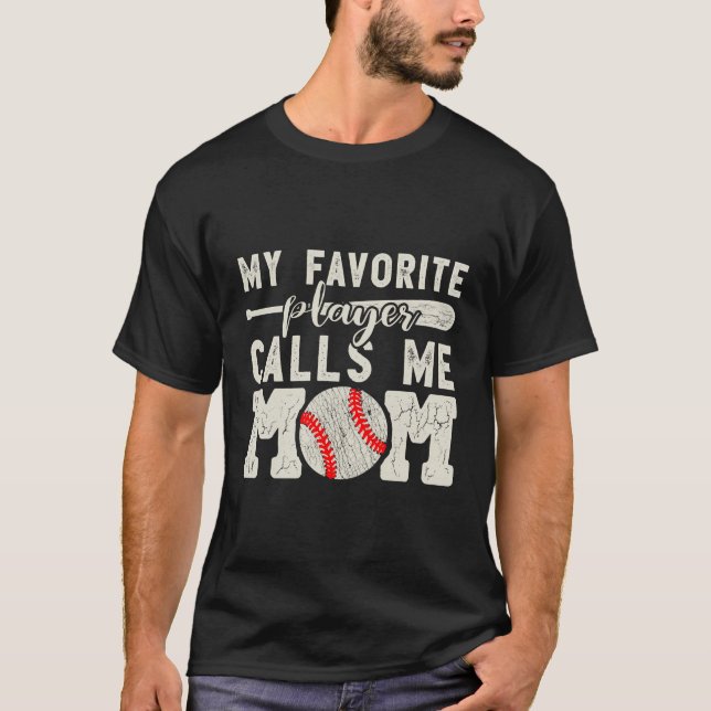 Mein Lieblingsspieler nennt mich Mama Baseball Che T-Shirt (Vorderseite)