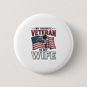Mein Lieblingsveteran Ist Mein Frau Patriotisches  Button
