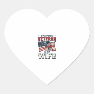 Mein Lieblingsveteran Ist Mein Frau Patriotisches  Herz-Aufkleber