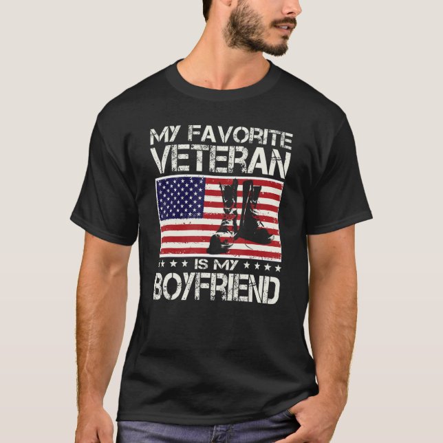 Mein Lieblingsveteran ist mein Freund Flag Vater V T-Shirt (Vorderseite)