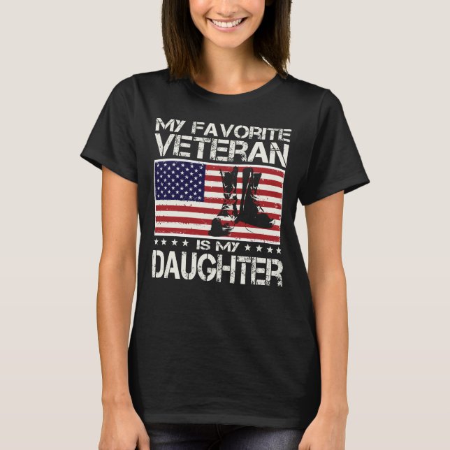 Mein Lieblingsveteran ist meine Tochter USA-Flagge T-Shirt (Vorderseite)