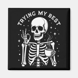 Mein lustiges Skelett trinkt Halloween-Kaffee Magnet