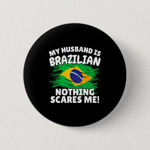 Mein Mann ist Brasilianer Lustiges Brasilien-Flagg Button