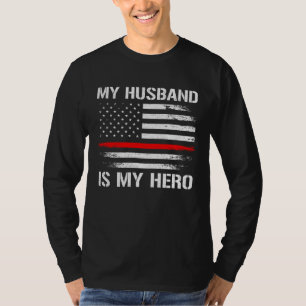 Mein Mann ist mein Held Feuerwehrfrau Thin Red Li T-Shirt