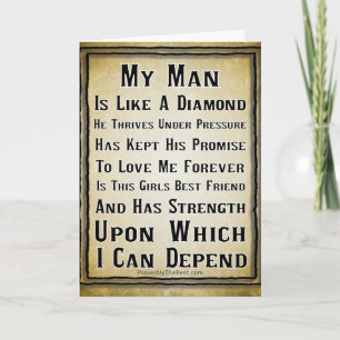 Mein Mann ist so Wertvoll wie ein Diamant Karte