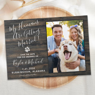 Mein Mensch heiratet rustikalen Haustier Hochzeits Save The Date