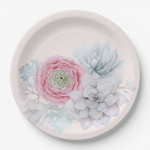 Mein mexikanischer pastellrosa, üppiger Garten Pappteller