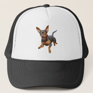 Mein Min Pin-Zwergpinscher-Minpin-Welpe Hund glück Truckerkappe