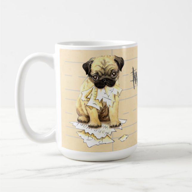 Mein Mops ate meine Hausaufgaben Kaffeetasse (Links)