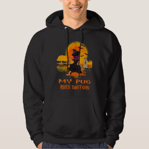 Mein Mops fährt Shotgun Dog und Witz Funny Hallowe Hoodie