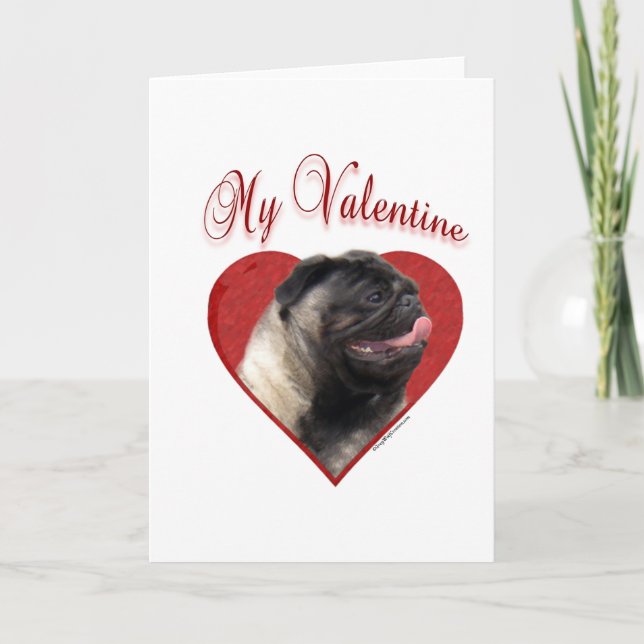 Mein Mops Valentine Feiertagskarte (Vorderseite)
