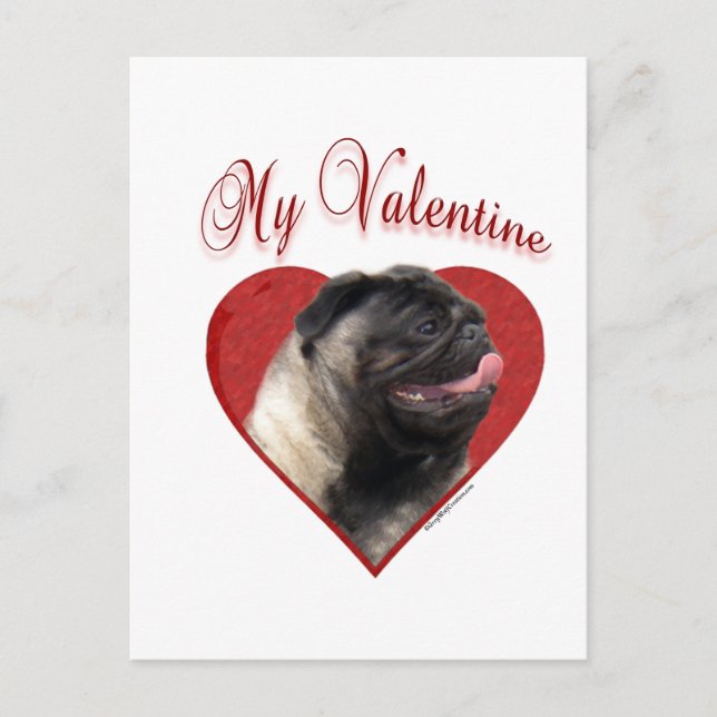 Mein Mops Valentine Feiertagspostkarte (Vorderseite)